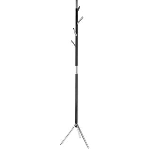 Böttcher-AG Garderobenständer schwarz, mit 4 Haken, aus Metall, 180 x 48cm