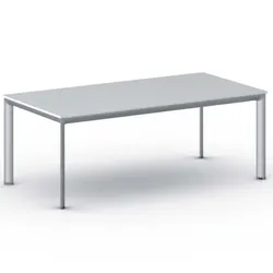Konferenztisch PRIMO INVITATION 200x100 cm, graues Metallgestell, weiß