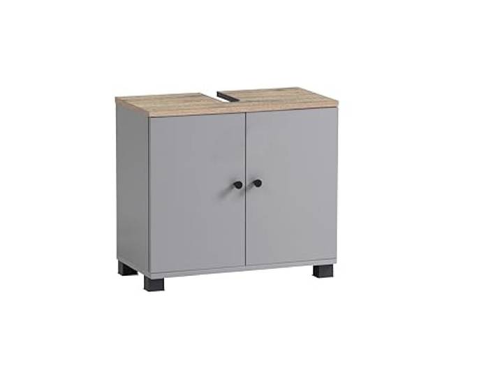 Schildmeyer Waschbeckenunterschrank Lugo 157426, Platingrau/Wildeiche Dekor, 59,8 x 32,6 x 62,4 cm
