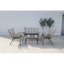 Loungegarnitur 4-tlg korfu aus Glas/Metall mit Kissen
