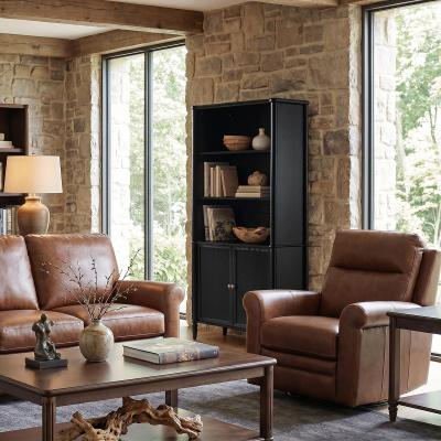 "HULALA HOME Derk Transitional 76""H Solid Wood Storage Cabinet Bookcase with Cable Management and Solid Wood Legs"