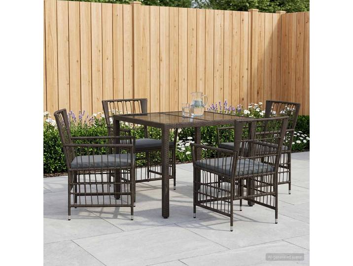 vidaXL Outdoor-Essgruppe 5 Stk. Schwarz Poly-Rattan