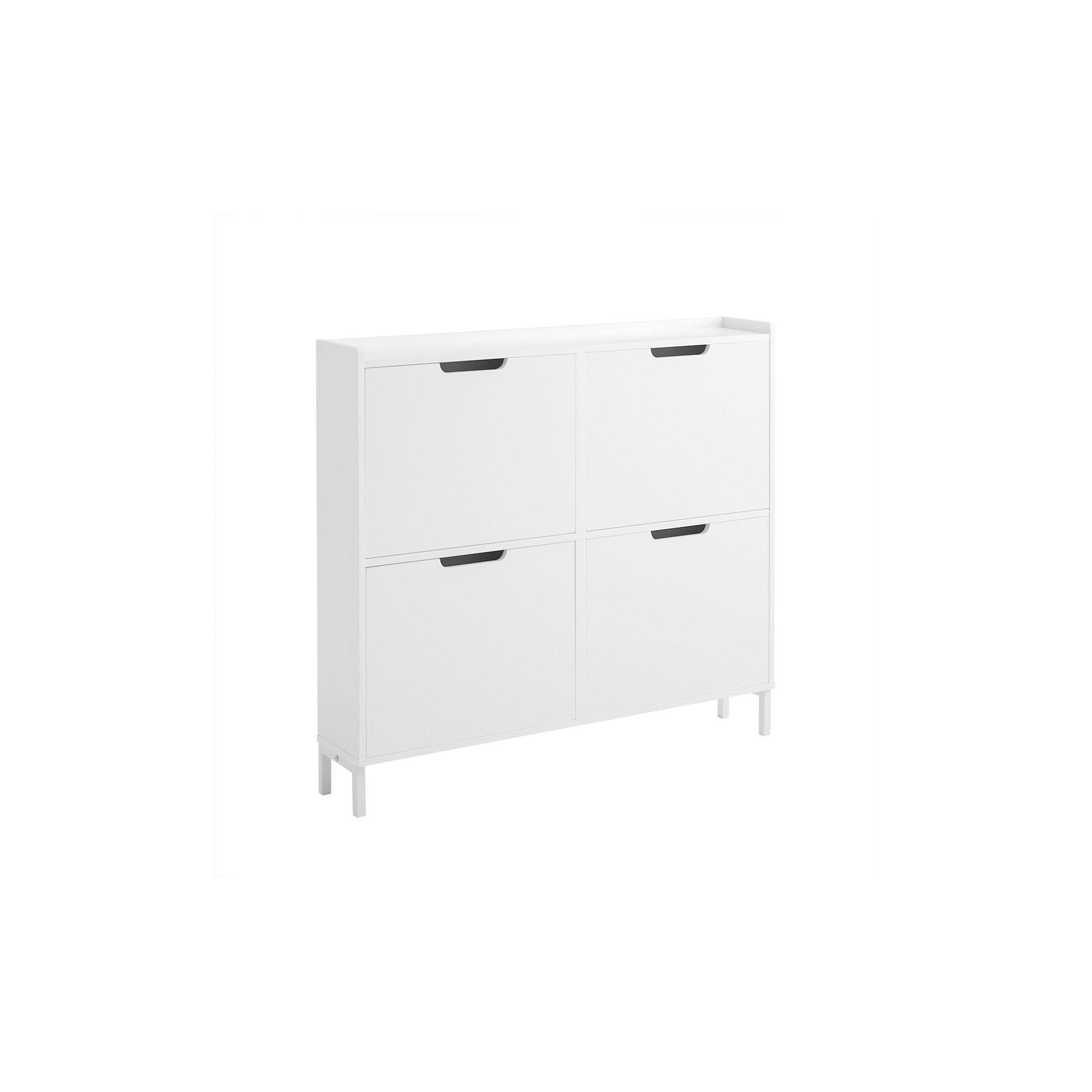 SoBuy Schuhschrank mit 4 Türen Weiß 100x19x90,5cm Minimalistisch
