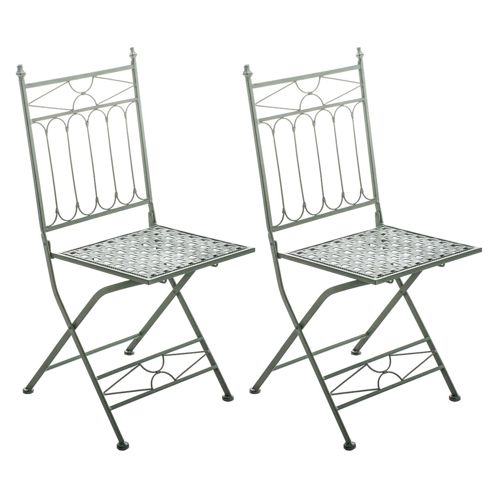 CLP 2er Set Klappstühle Asina, platzsparende Gartenstühle für den Außenbereich, romantische Balkonstühle im Jugendstil, leicht verstaubar