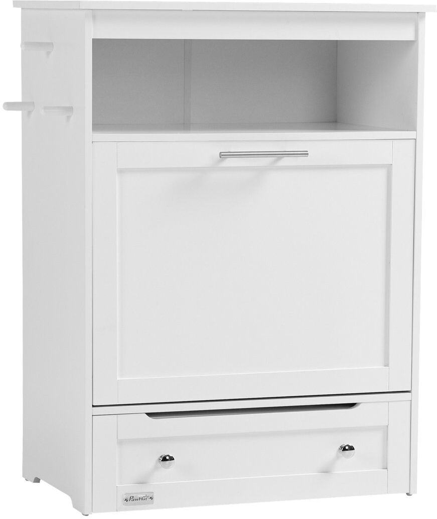 PawHut Pet Feeder Station Dog Cat Food Storage Feeding Station Food Cabinet White 82cm H X 61cm W X 35.5cm D