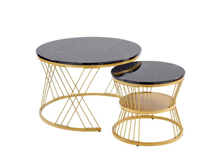 Tables basses gigognes noires avec structure métallique 70x70x45 cm