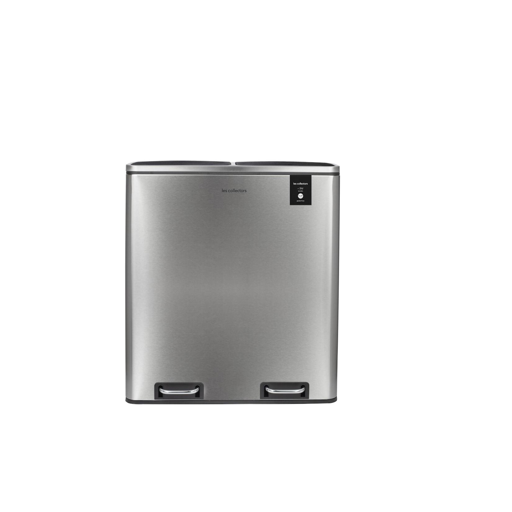 Les Collectors Küchen-Recycling-Behälter, N°904 / 60L / 2x30L / Mülltrennung / Edelstahl / Silber