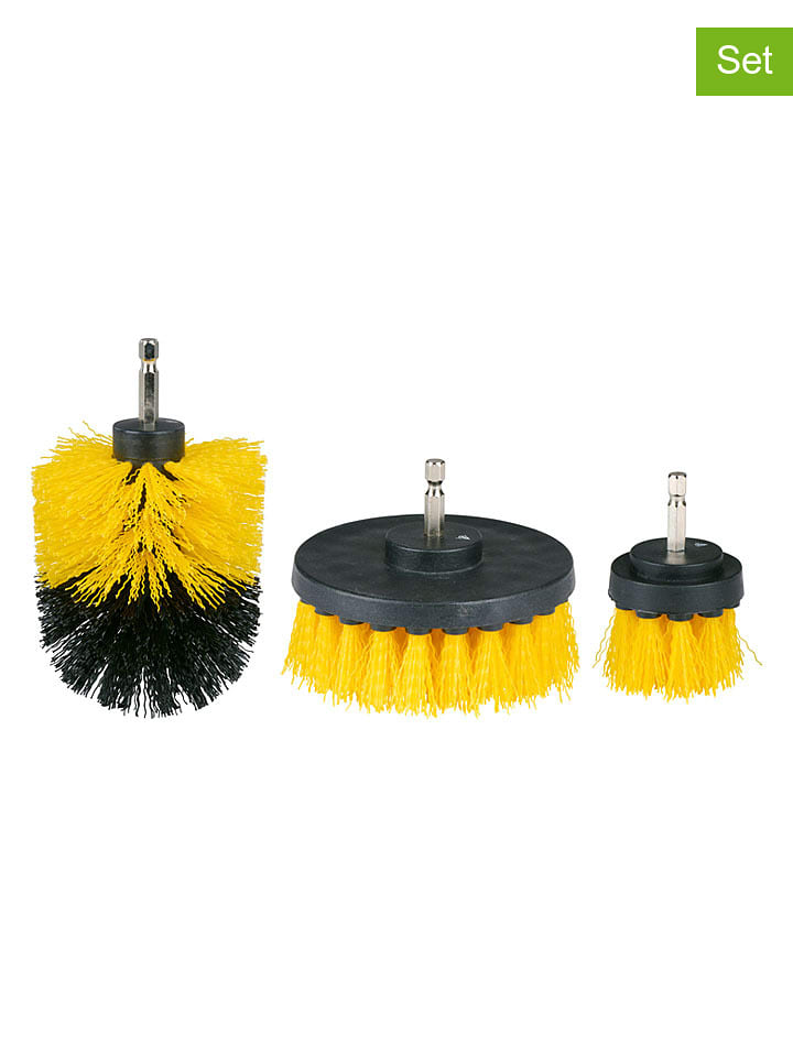 Dunlop 3er-Set: Bohrmaschinen-Bürstenaufsätze in Schwarz/ Gelb - onesize