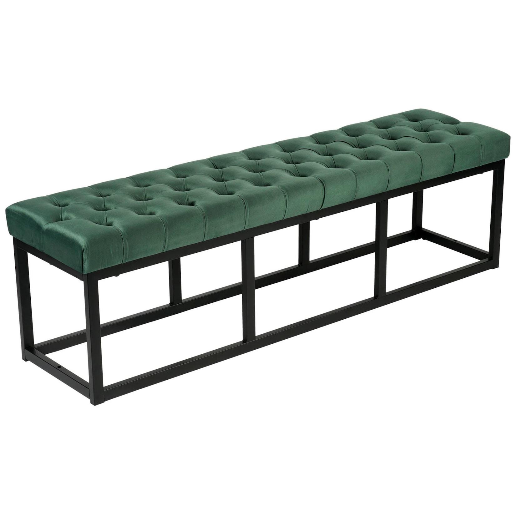 CLP Sitzbank Polson, modern, schwarzes Metallgestell, gestepptes Samt, Bodenschoner, für Wohnzimmer, Flur oder Schlafzimmer