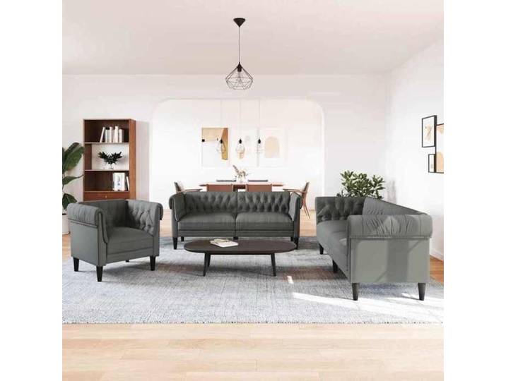 Canapé de salon 3 pcs Gris foncé 201 5 x 74 5 x 74 5 cm tissu 3385859