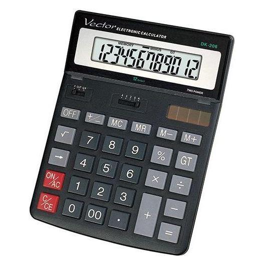 Casio VECTOR KAV DK-206 skaičiuotuvas (Batteriebetrieb, Solarenergie) (KAV DK-206 BLK)