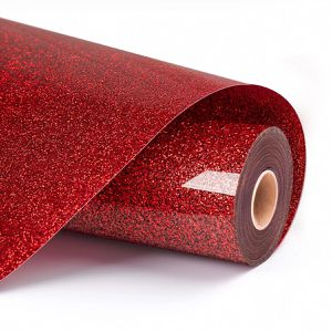 LOKLiK Bügelfolie Plotterfolie, Glitzer, rot glitzernd, auf Rolle 30,5 x 90 cm