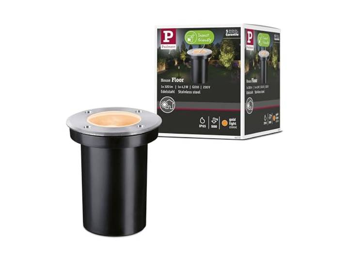 Paulmann LED Bodeneinbauleuchte Goldlicht 2200K IP65 Edelstahl Insektenfreundliches Goldlicht, IP65, für Außenbereiche geeignet, 320lm
