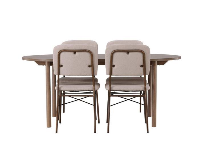 ebuy24 Essgruppe Andy Essgruppe Esstisch Natur 4 Stühle beige., (5-tlg)