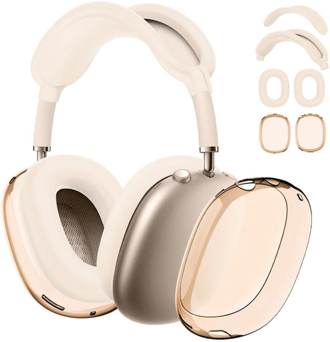 Set van 4 beschermhoezen voor over-ear koptelefoons, oorkussen en hoofdband, Geel