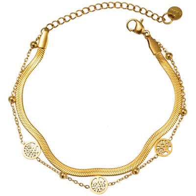 Edelstahlarmband FIRETTI "Schmuck Geschenk Edelstahl Armschmuck Armkette Baum des Lebens", gold (gelbgoldfarben), Armbänder, Damen, 22cm, Edelstahl, Edelstahlarmband, Made in Germany