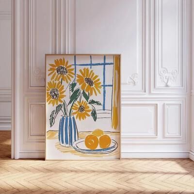 Inspire Essentials Beige Floral Line Wall Art Minimalist Botanical Canvas Decor 9 30x40cm No Frame