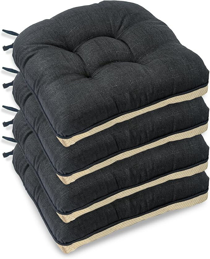 Latitude Run Casabella Chair pads, Dining Chairs Cushion 4 Pc Cushions Black 45cm W