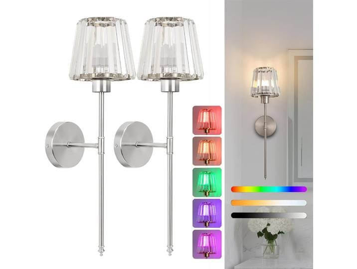 Applique murale de Style américain sans câblage, ampoules LED rechargeables, applique murale en cristal pour arrière-plan de chambre à coucher, éclairage domestique