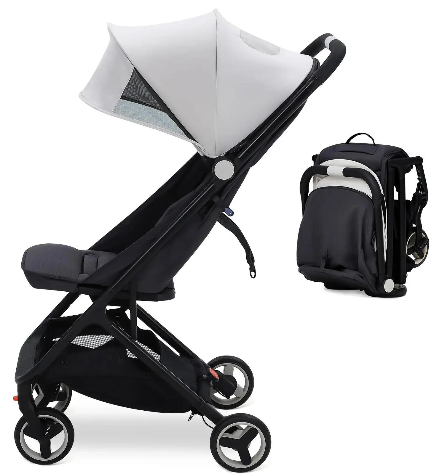 Kinderwagen - Reisebuggy - Leichtgewicht - Kompakt faltbar - Kabinengepäck Flugzeug - Bis 22 kg - Für Kinder 1-2 Jahre - Grau