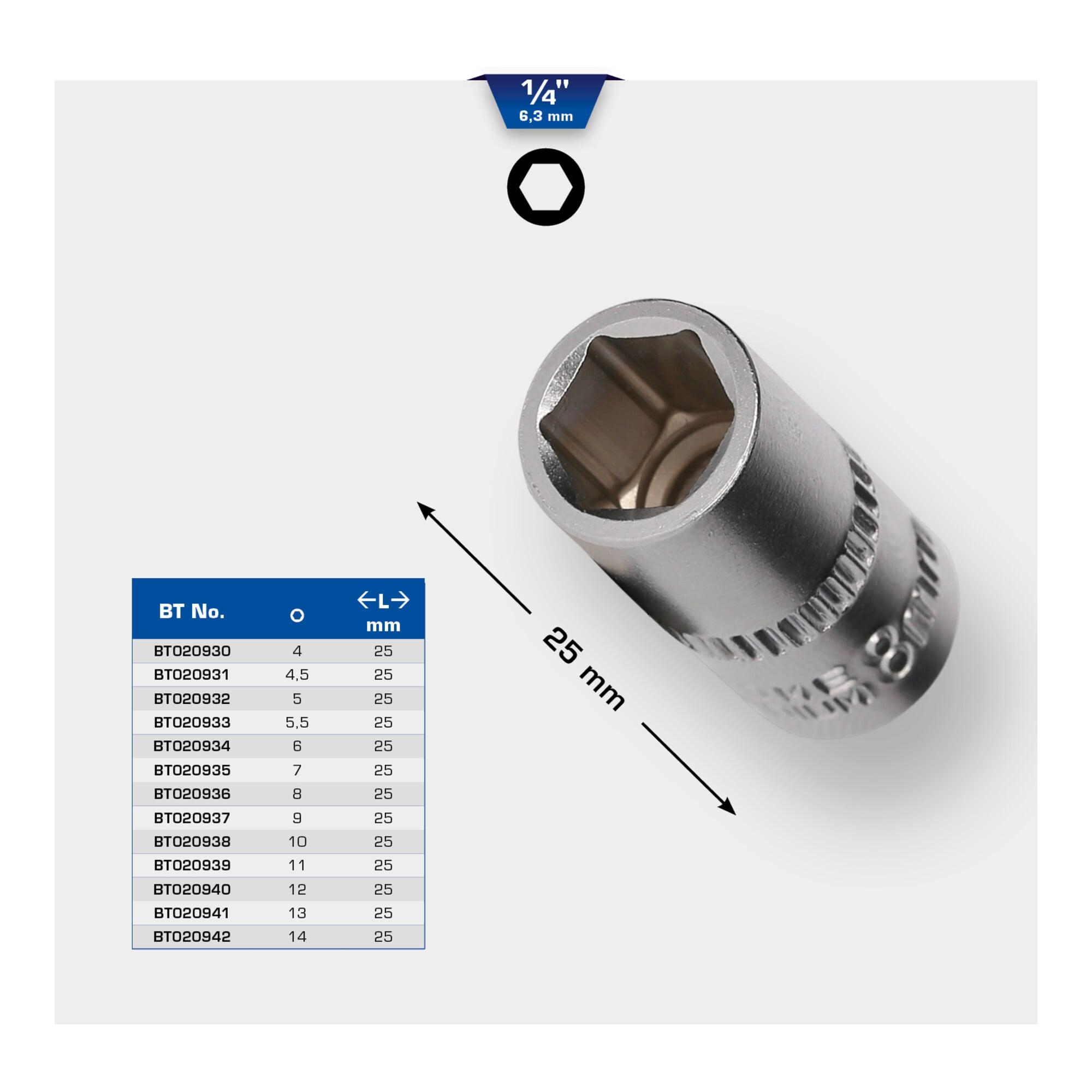Brilliant Tools 1/4 Zoll Sechskant-Stecknuss, 5 mm (BT020932)
