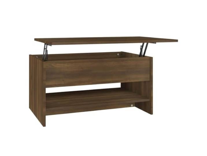 GHVBNMF Couchtisch Höhenverstellbar Braun Eichen-Optik 80x50x40 cm Praktischer Wohnzimmertisch mit verstellbarer Tischplatte und verstecktem Staufach für Ordnung in brauner Eichen-Optik.