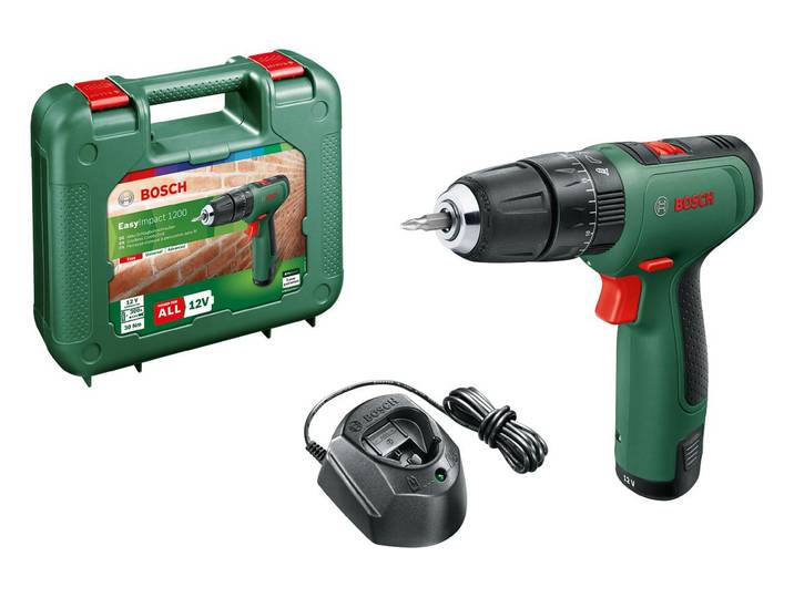 Akku-Schlagbohrmaschine BOSCH Easy , grün, Bohrmaschinen, Akku-Schlagbohrmaschine, Mit Akku/LadegerätBohren, Schlagbohren, Schrauben