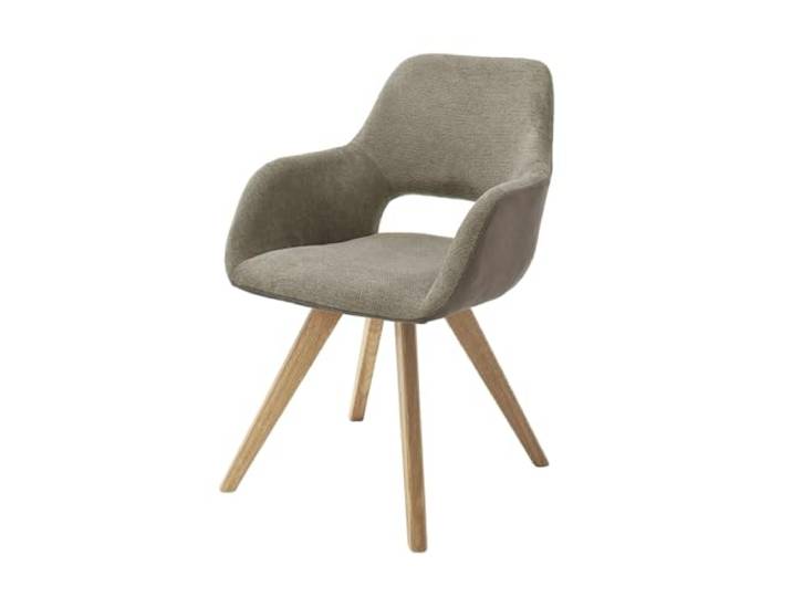 Schalenstuhl >ASELLA< Hochwertiger Schalenstuhl ASELLA – modernes Design, cappuccinofarbende Polsterung, eichenfarbenes Massivholzgestell, ergonomische Sitzform, langlebiges Material, einfache Montage