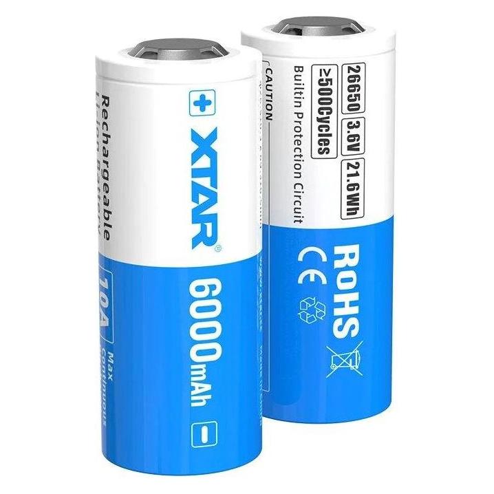 Xtar 26650 6000mAh Akku mit Schutz (1 Stk., 26650, 6000 mAh) (26650-6000)
