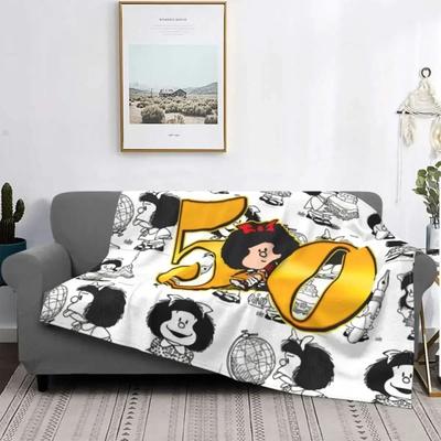 Uplift Picks Love Mafalda Soft Flannel Fleece Cartoon Throw Blanket 2 150x180 Cm