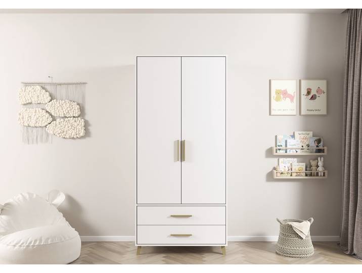 Drehtürenschrank Shinjo 93cm Weiß/Alpinweiß Comfort