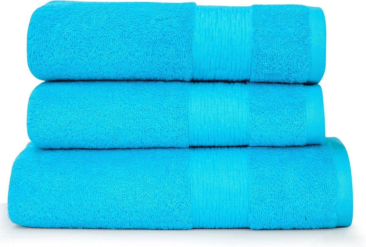 Set van 10 turquoise handdoeken van 100% katoen voor volwassenen