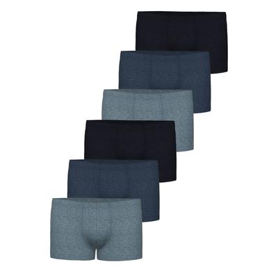 Retro Pants SEIDENSTICKER "6er Pack Herren Retro Short", Herren, Gr. 8, grau (navy, schwarz jeans, jeans), Single-Jersey, Obermaterial: 95% Baumwolle CO. 5% Elasthan EL., Unterhosen