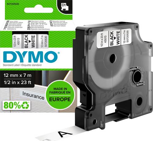 DYMO D1 45013 Bandfarbe: Weiß Schriftfarbe:Schwarz 12 mm 7 m