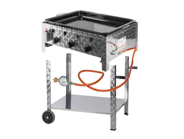 Gastro Edelstahl Gas-Bräter mit Untergestell Grill 3flammig Gastrobräter Stahlpfanne