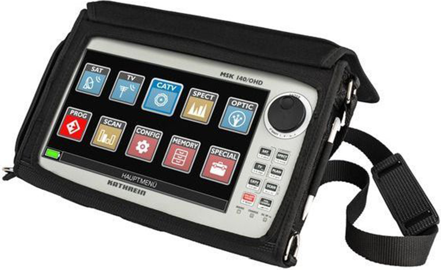 Kathrein MSK 140/OHD, NTSC, PAL, SECAM, DAB+, DVB-C, DVB-S, DVB-S2, DVB-T, DVB-T2, 4 - 2600 MHz, 8PSK, 16-QAM, 16PSK, 64-QAM, 256-QAM, QPSK, H.265, HEVC, MPEG2, MPEG4, AC, Akku