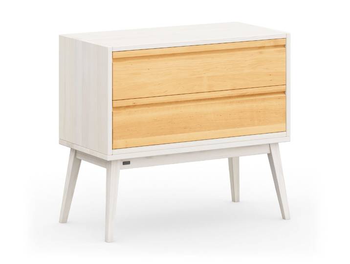 Naturwohnen Retro Kommode aus Massivholz Erle & Kiefer Enthalten: 1x Laura Retrosockel, 1x Laura Regalwürfel mit Schubladen 100% Bio & Vegan