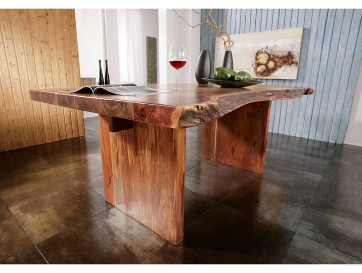 Baumtisch Akazie 210x110x78 walnuss lackiert FREEFORM #103