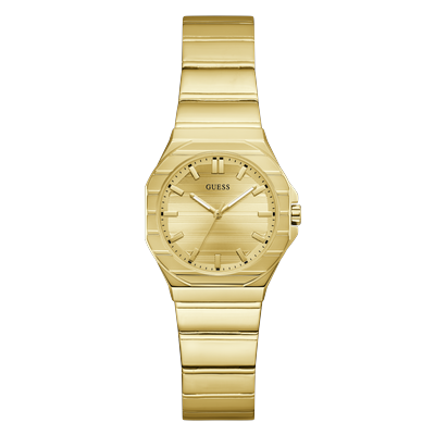 Quarzuhr GUESS "JAQUELINE", gold (goldfarben), Armbanduhren, Damen, Quarzuhr, Armbanduhr, Damenuhr, Edelstahlarmband, analog