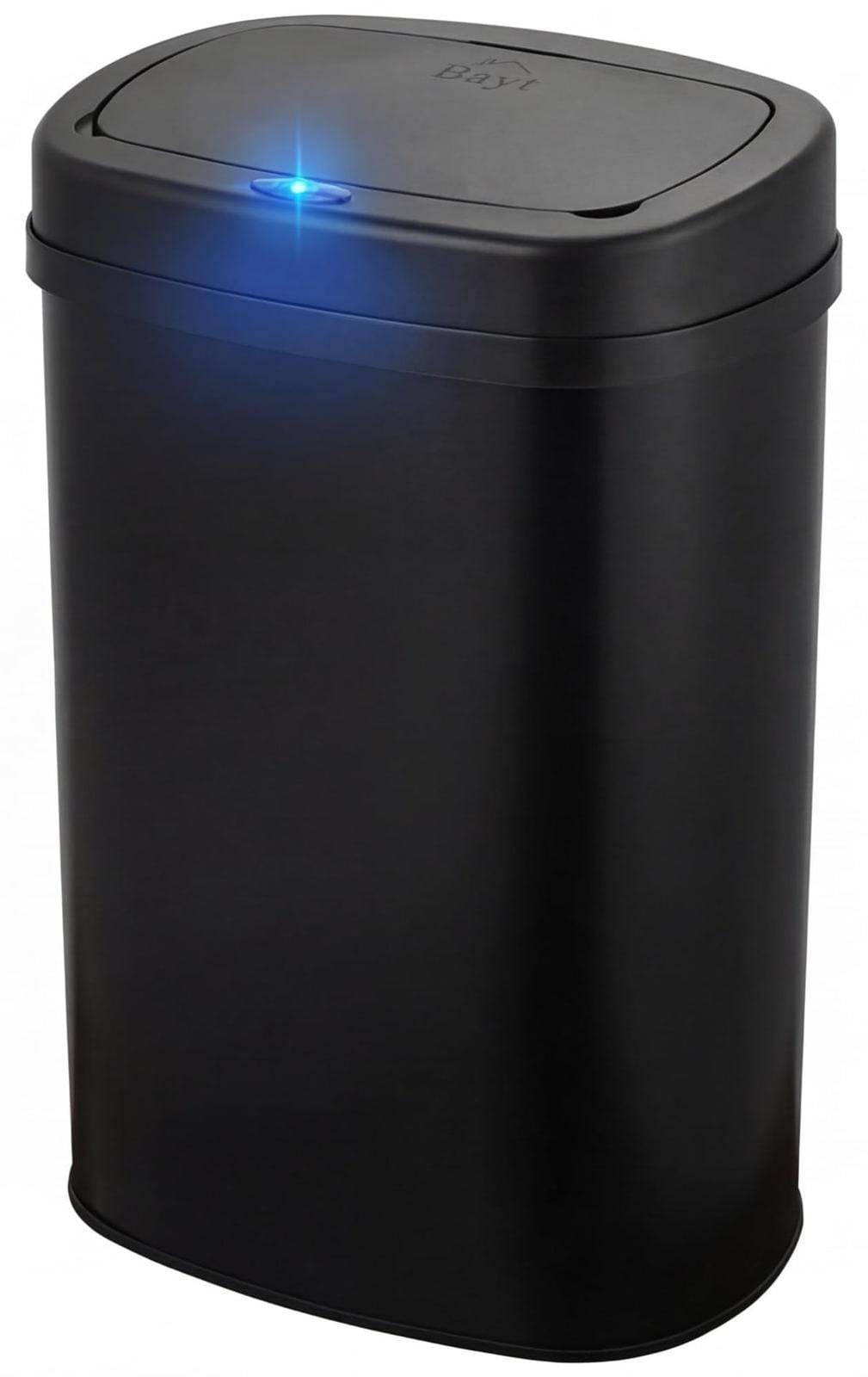 Zwarte metalen prullenbak met sensor van 60 liter