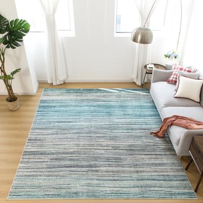 KALATY Arden Ocean Blue Machine Washable Area Rug