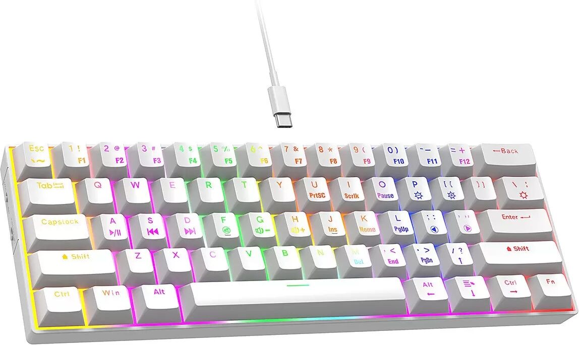 INF Clavier Mécanique RGB Compact 61 Touches - Frappe et Jeu Améliorés Blanc