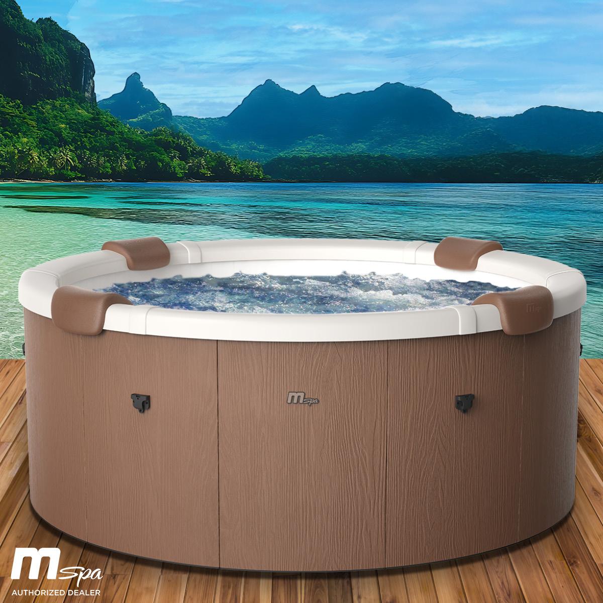 BRAST Whirlpool MSpa Rova mit Fester Außenwand | Ø182x70cm | LED-Beleuchtung mit 20 einstellbaren Farben für 6 Personen | 130 Massagedüsen | Ganzjähriger Einsatz Winterfest | In & Outdoor Pool