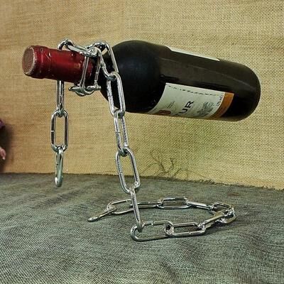 Inspired Deals Modern Wine Bottle Rack Decorative Chain Iron Wine Bottle Holder Stand silver