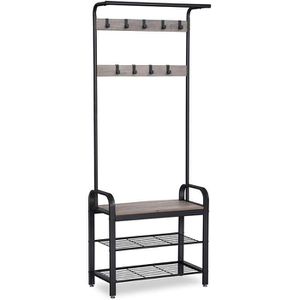 Vasagle Garderobenständer HSR40MB, schwarz, mit 9 Haken, aus Metall, 183 x 72cm