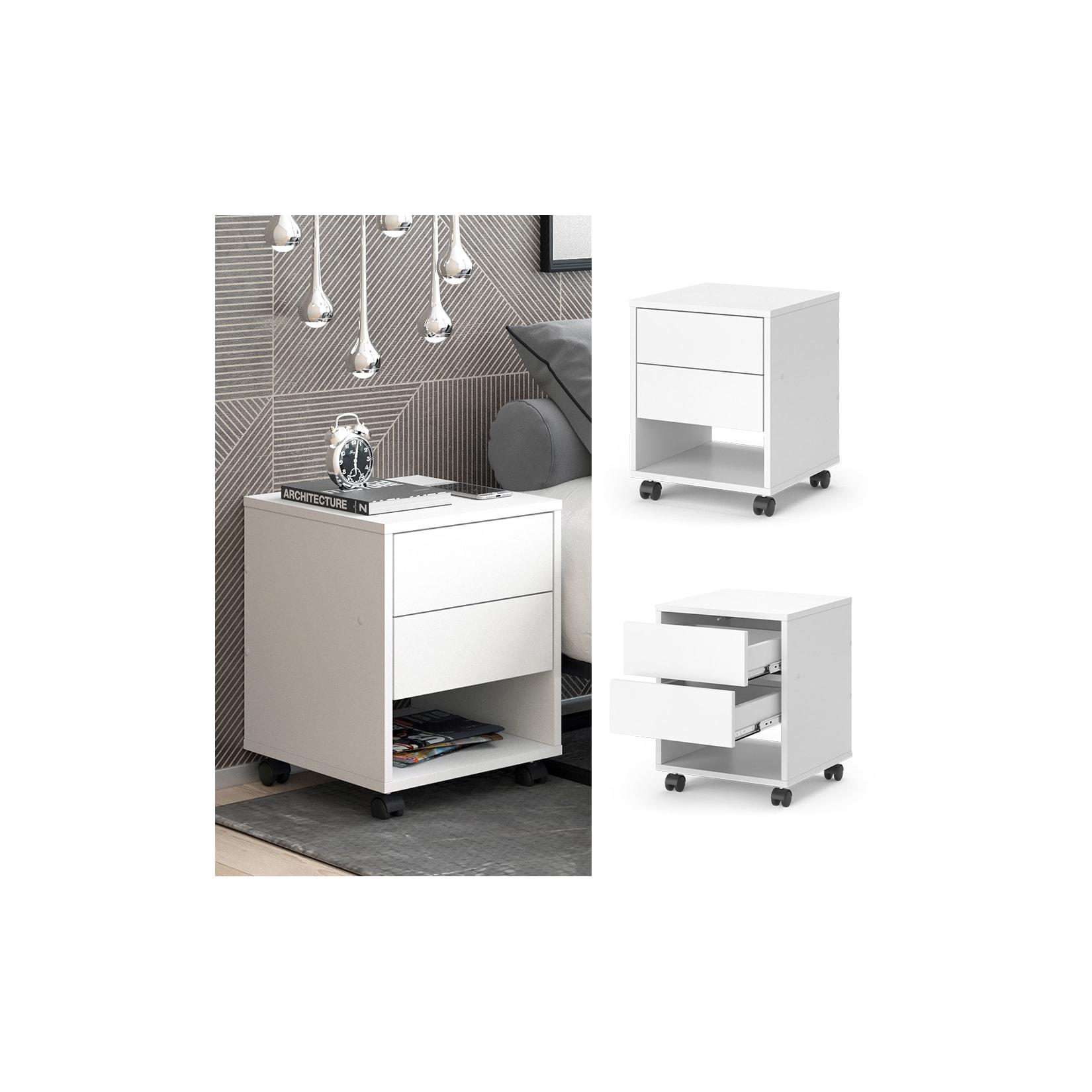 Vicco Hocker mit Schublade Jons, 37 x 37 cm, Weiß, Sitzhocker, Stauraum, Büromöbel
