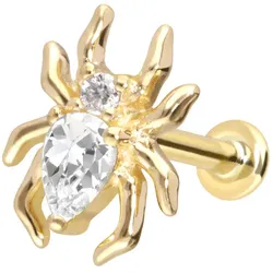 14 Karat Gold Labret mit Innengewinde MOISSANIT-SPINNE