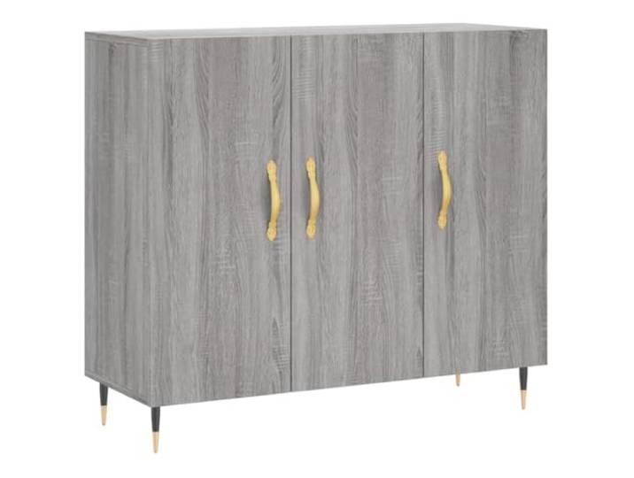 Kaorsrow Sideboard Grau Sonoma 90x34x80 cm Kommode mit Türen Vielseitiger Beistellschrank in Grau Sonoma mit Metallbeinen und viel Stauraum für Wohnzimmer und Flur.