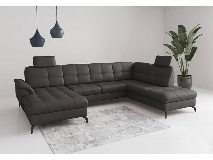 Wohnlandschaft SIT & MORE Zora , anthrazit, T:212cm, Sofas, Wohnlandschaft