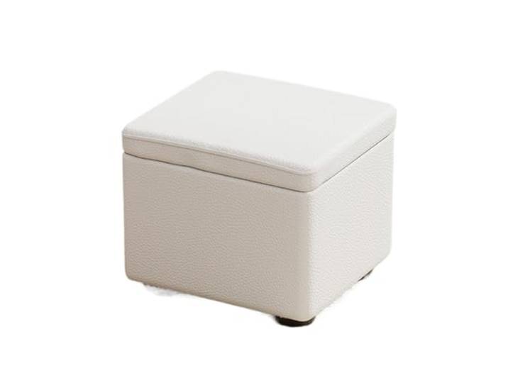 DANNMPX Sitzhocker Wohnzimmer Multifunktionaler Flip Top Aufbewahrungshocker Kunstleder Boxen Sitz Zusätzliche Sitzplätze(White,30x30x26cm)